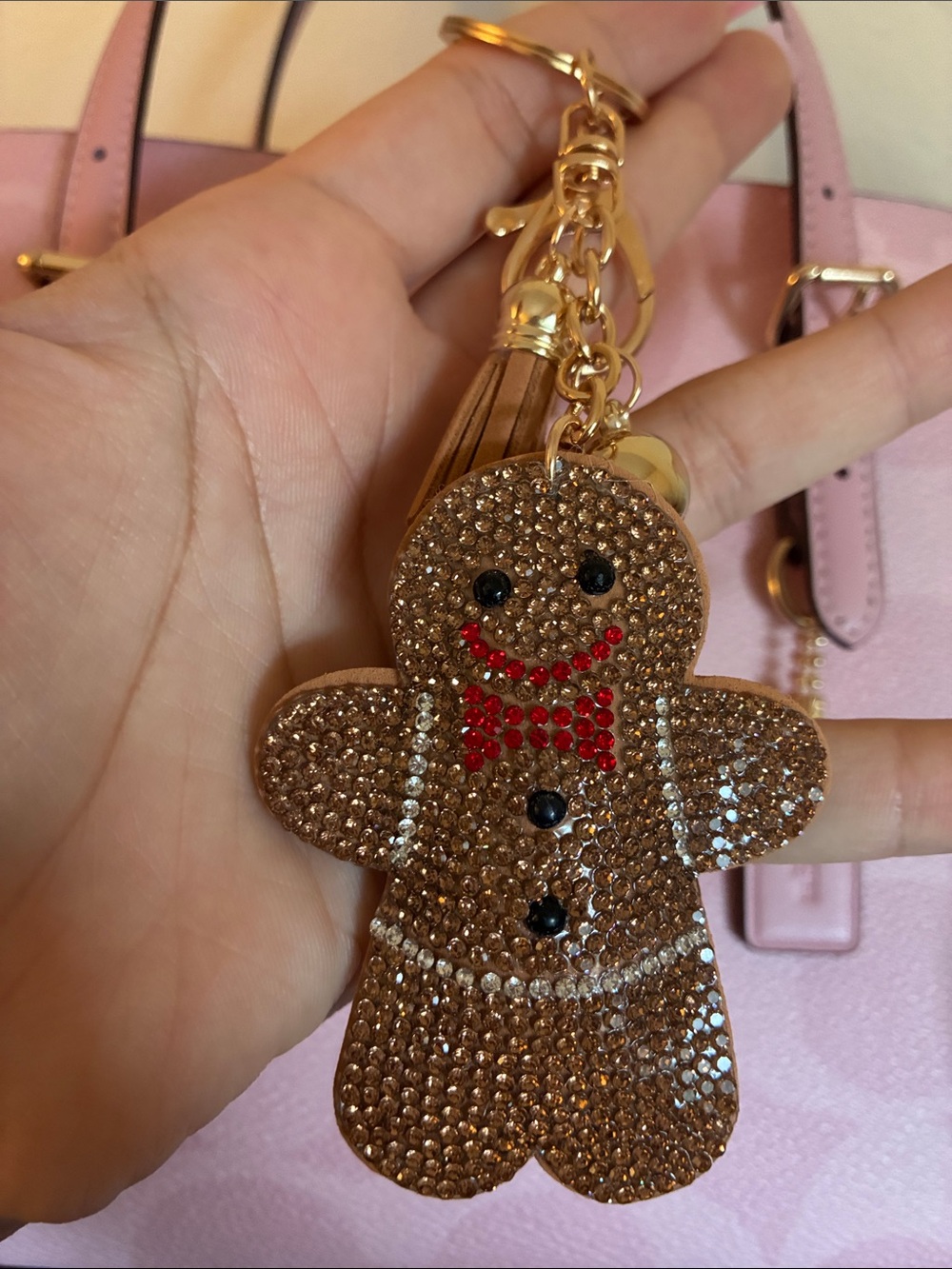 2/$20🎀 Rhinestone Gingerbread Man Keychain - Picture 2 of 2